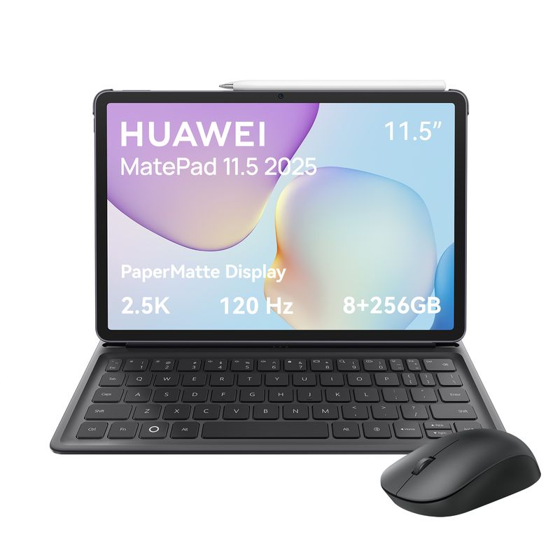 HUAWEI - HUAWEI MatePad 11.5 2025 PaperMatte 8GB+256GB Gris +Teclado, lápiz y mouse