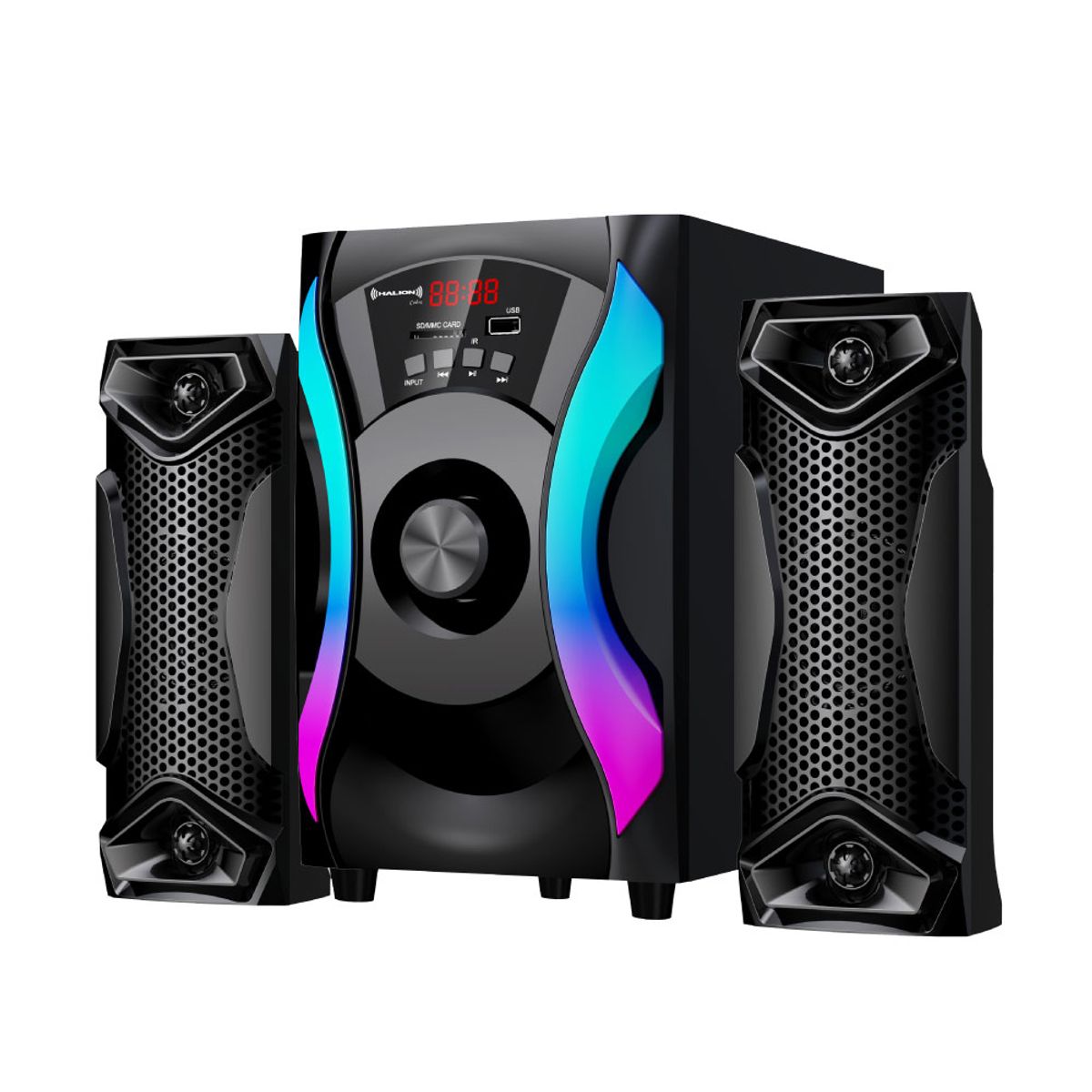 HALION - Parlante 2.1 Halion HA-F51 Cobra Subwoofer 5" USB, SD, BT, FM 120w