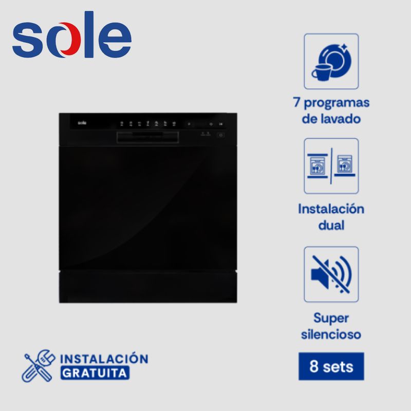 SOLE - Lavavajillas SOLE 8 Sets Black