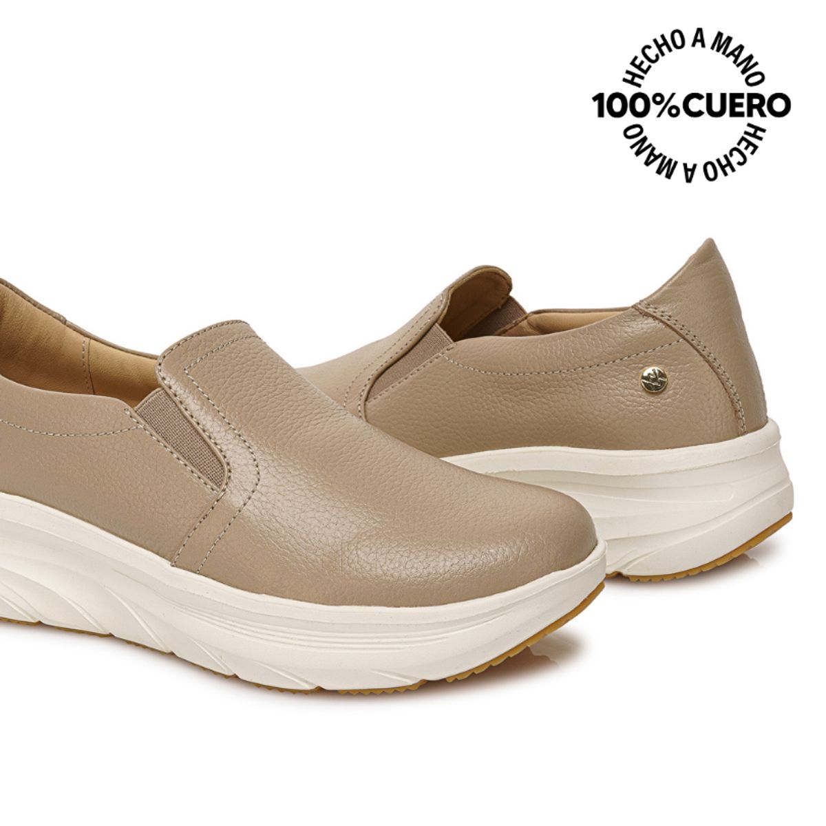 VIALE - Zapato Slip On Casual REC-2507 Vainilla Viale Cuero