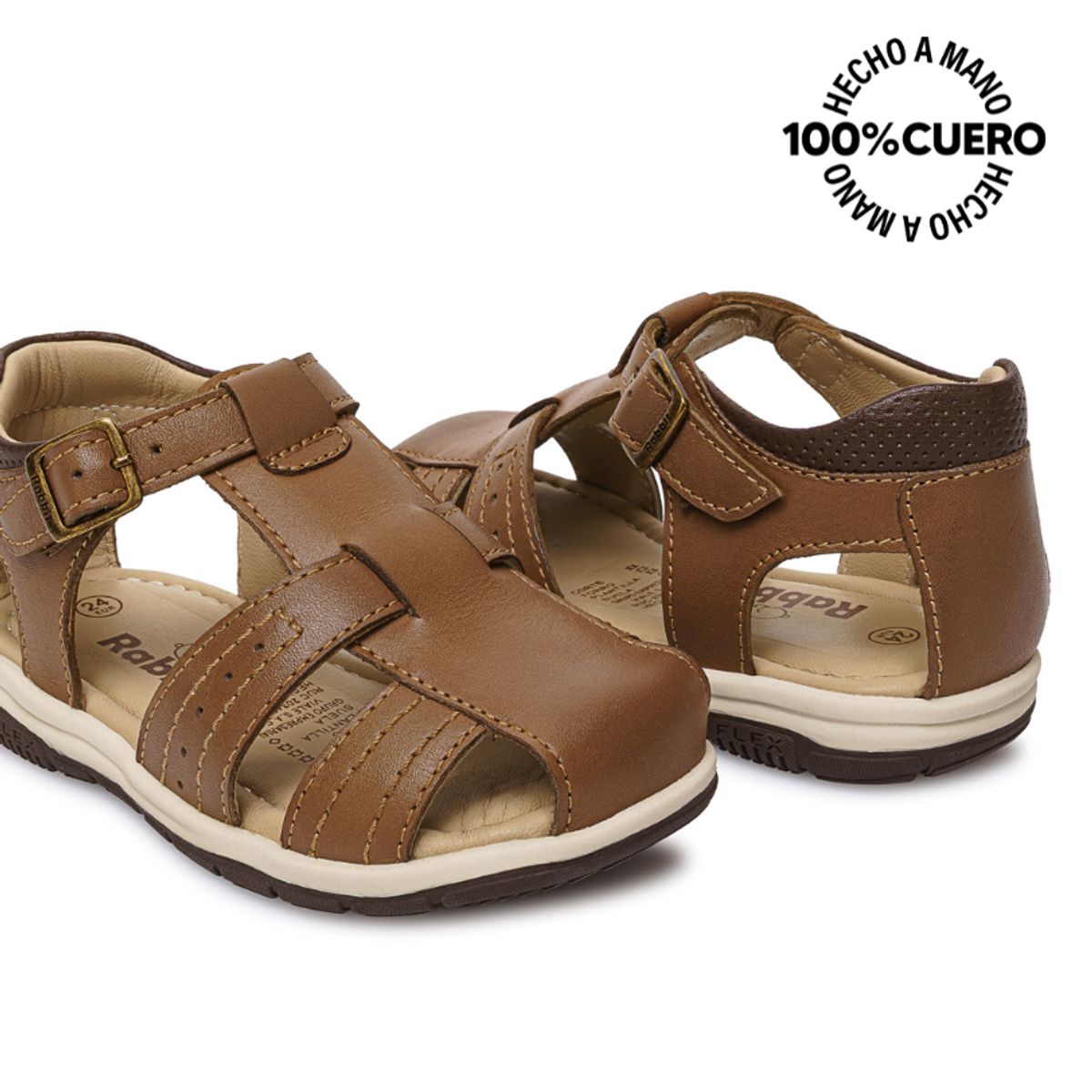 RABBIT - Sandalia Franciscana Casual ANGEL-2605 Toffe Rabbit Cuero