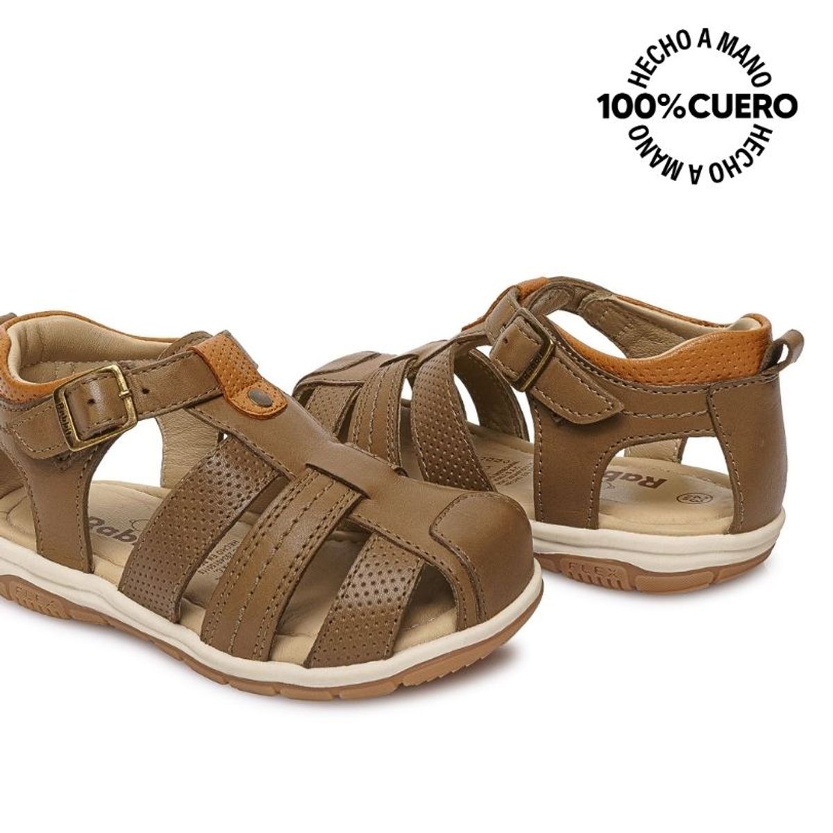RABBIT - Sandalia Franciscana Casual ANGEL-2608 Olivo Rabbit Cuero