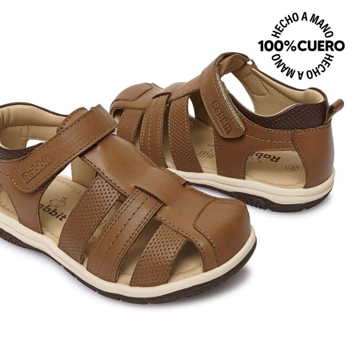 RABBIT - Sandalia Franciscana Casual ANGEL-2617 Toffe Rabbit Cuero