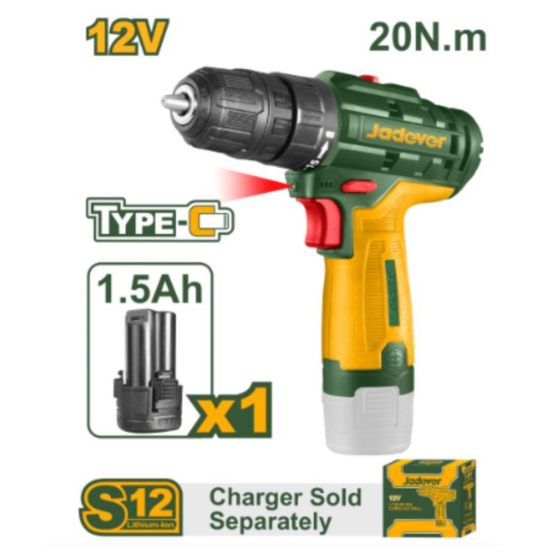 GENERICO - Taladro 12V LI-ION 15AH 08-10MM 0-1500RPM - JDCDS520