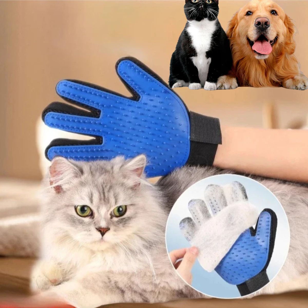 GENERICO - Guante Saca Pelusas Y Pelos De Perro gato masaje x2