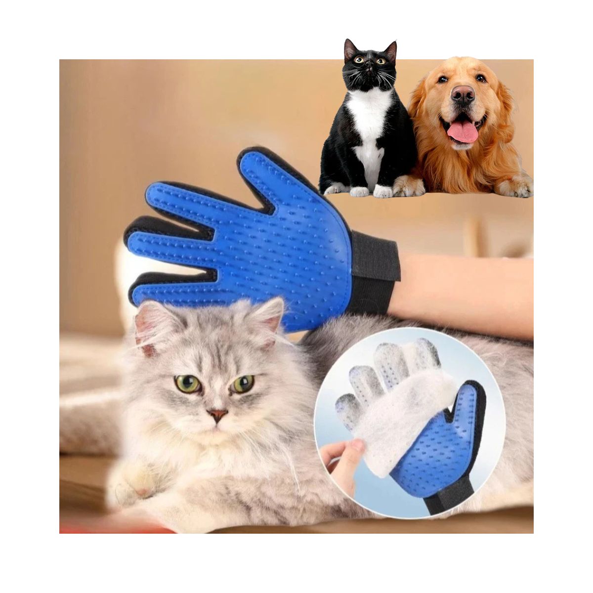 GENERICO - Guante Saca Pelusas Y Pelos De Perro gato masaje x2