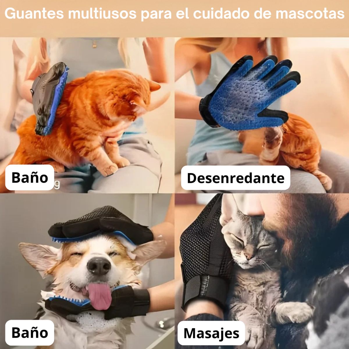 GENERICO - Guante Saca Pelusas Y Pelos De Perro gato masaje x2