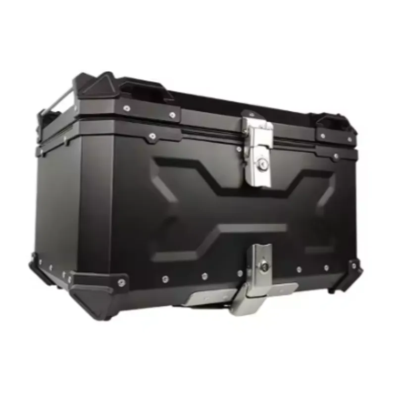 GENERICO - CAJUELA  DE ALUMINIO PARA MOTO 65L MODELO X NEGRO