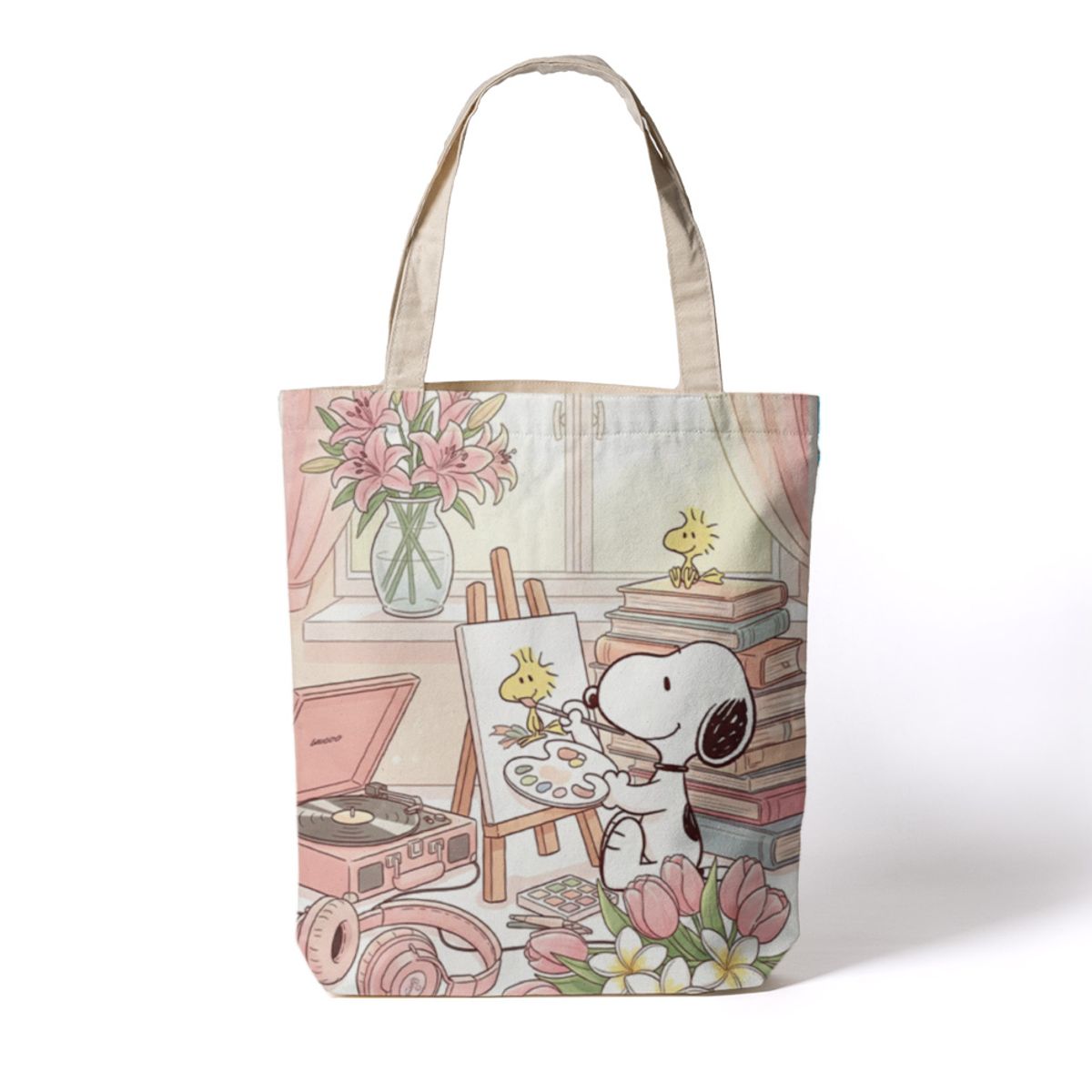 SNOOPY - Bolso de tela  Snoopy Rosa