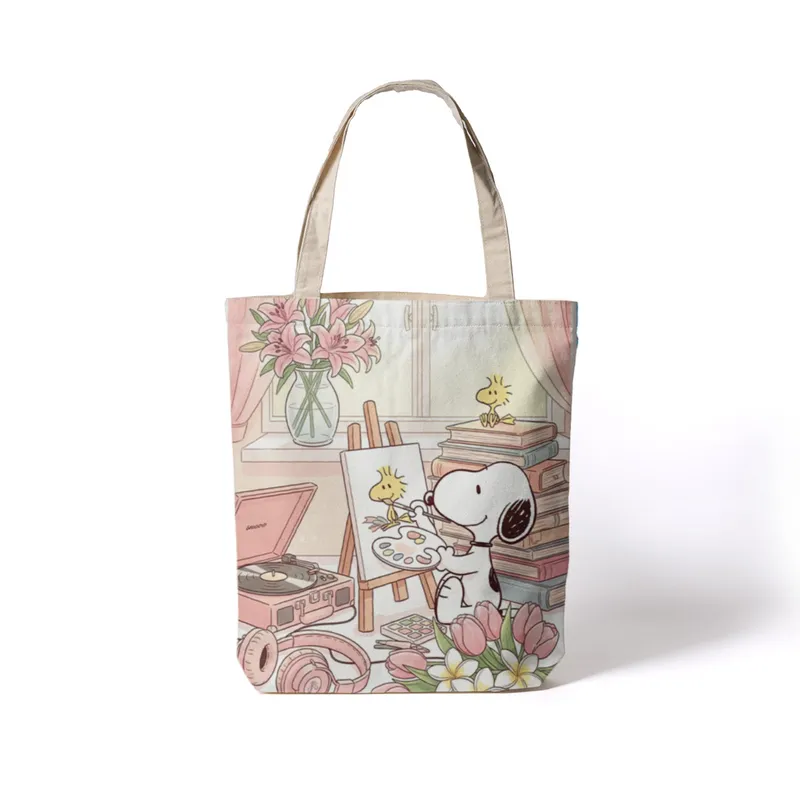 SNOOPY - Bolso de tela  Snoopy Rosa