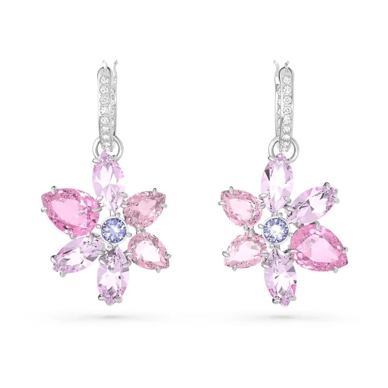 SWAROVSKI - Pendientes Swarovski Gema Tallas Mixtas Flor Rosas Rodio 5658397