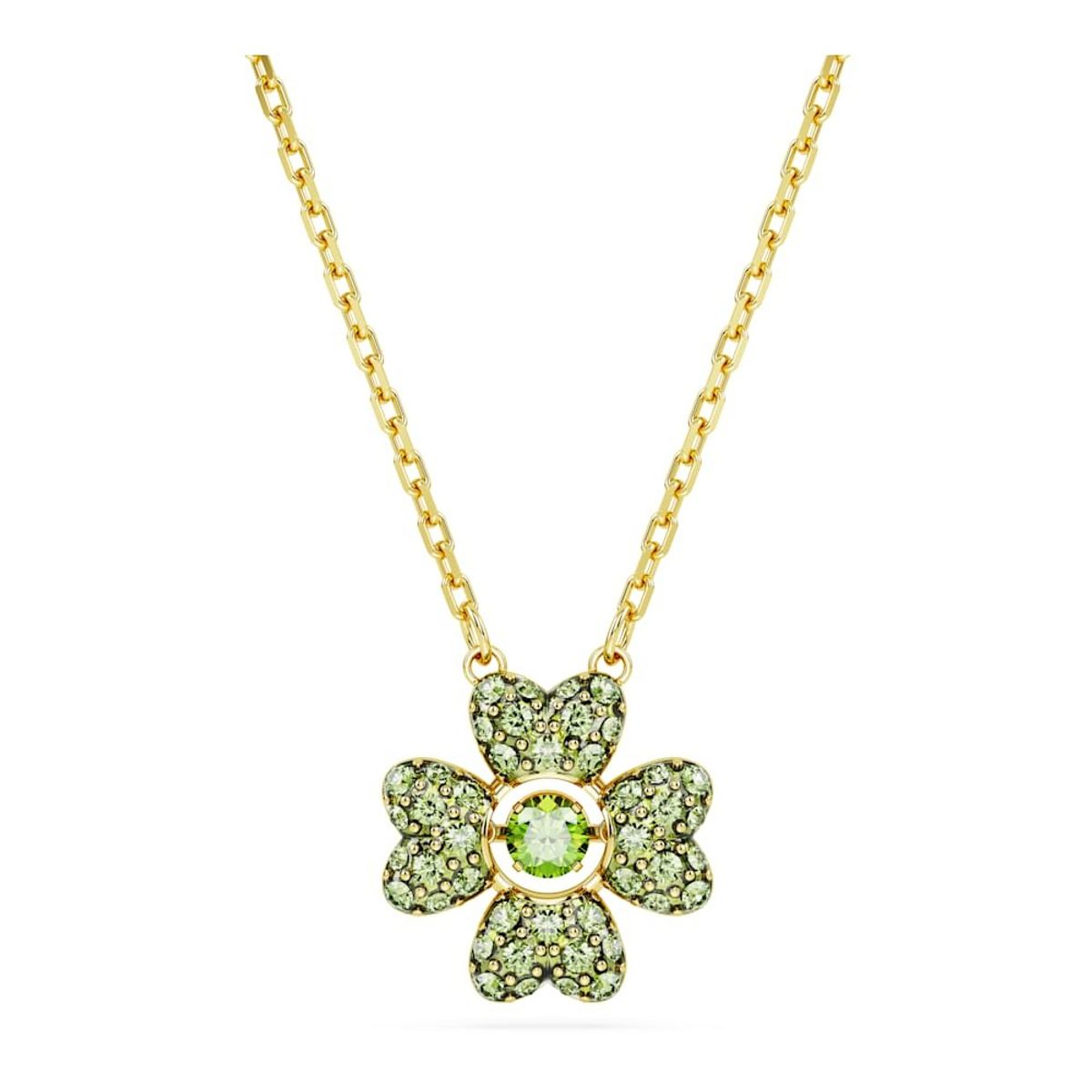 SWAROVSKI - Colgante Swarovski Idyllia Trébol Verde Baño Tono Oro 5671144