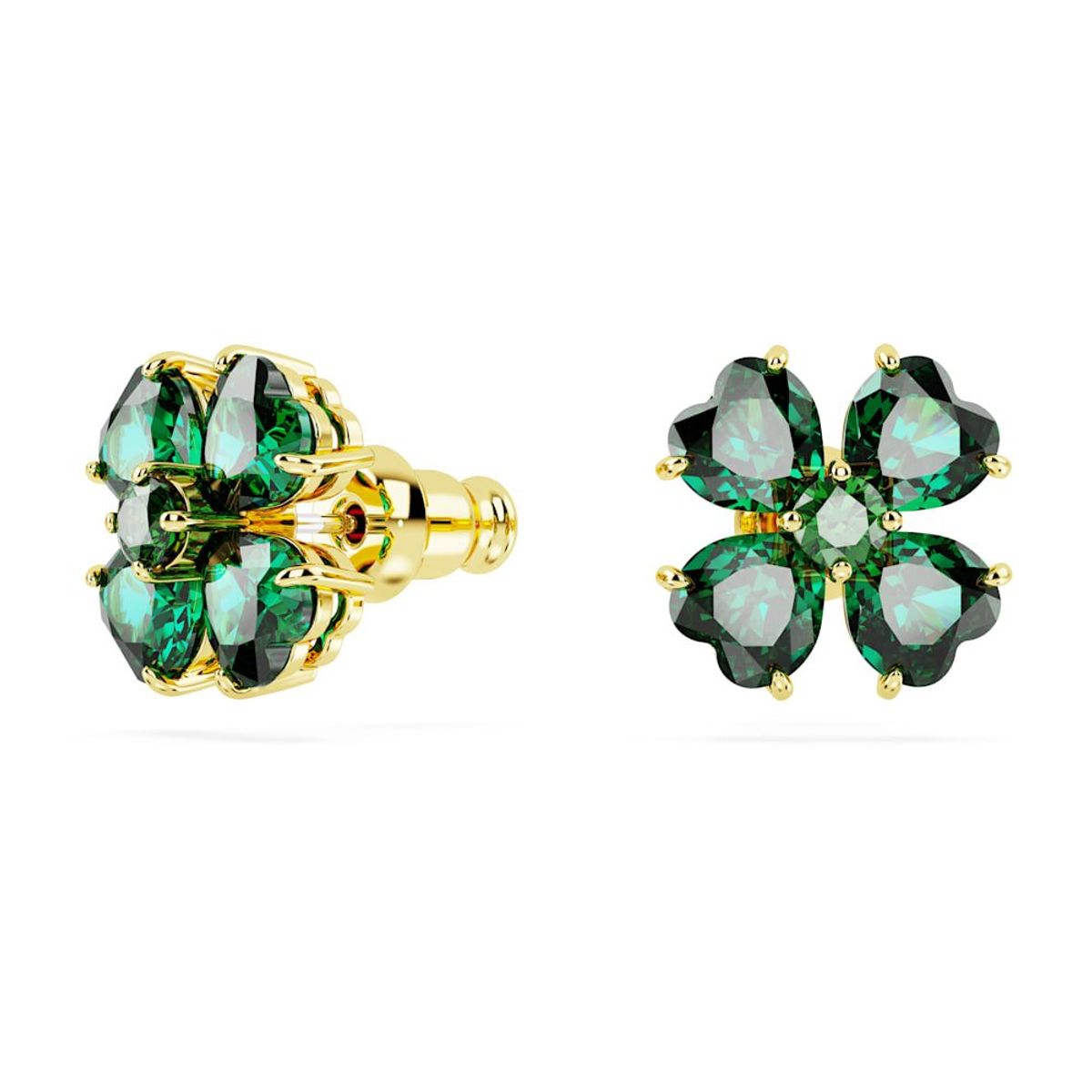 SWAROVSKI - Pendientes Swarovski De Botón Idyllia Trébol Verdes Oro 5666236