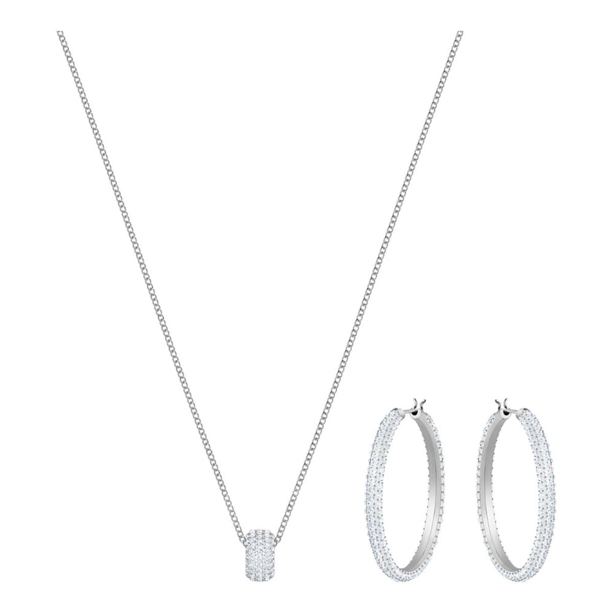 SWAROVSKI - Conjunto Swarovski Stone Blanco Baño De Rodio Joya Original 5408456