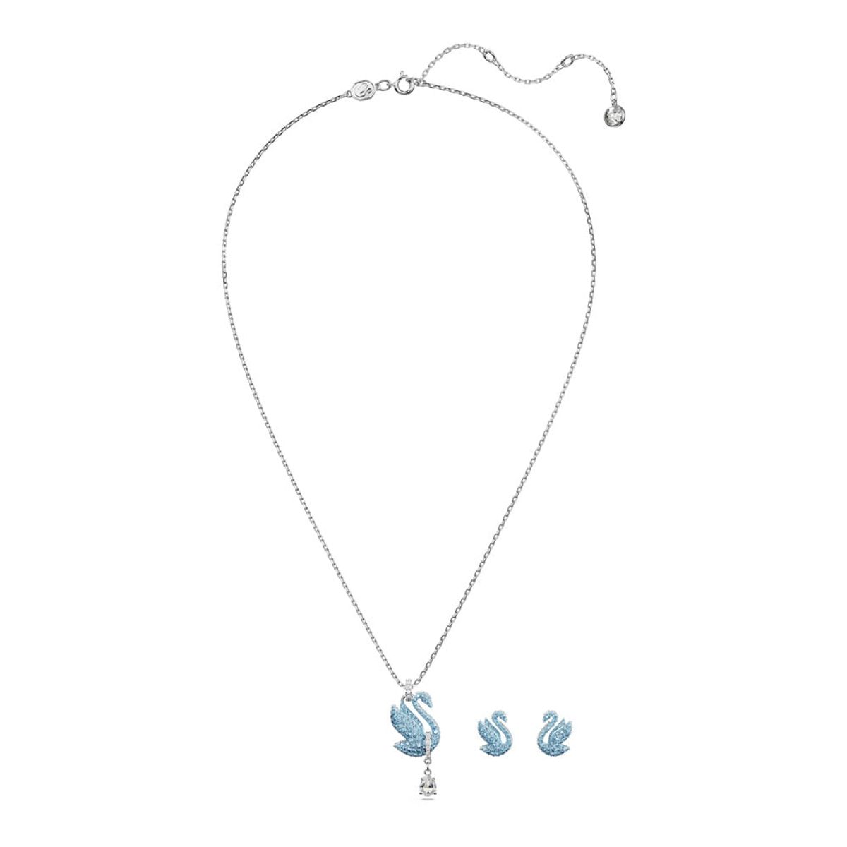 SWAROVSKI - Conjunto Swarovski Iconic Swan Cisne Azul Baño De Rodio 5660597