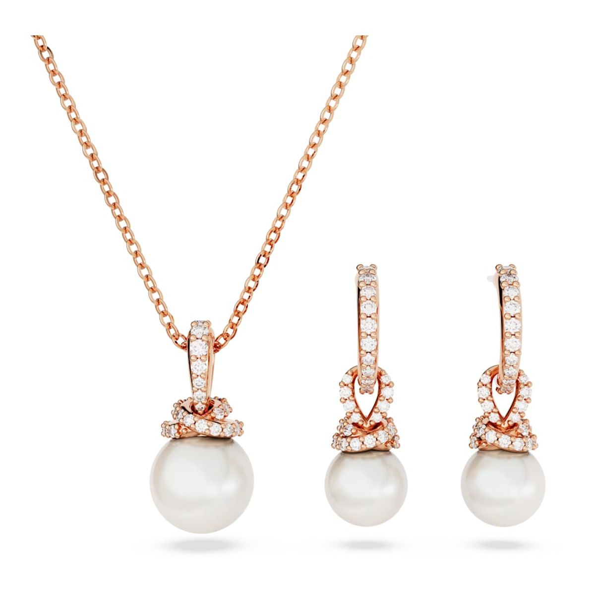 SWAROVSKI - Conjunto Swarovski Originally Blanco Baño Tono Oro Rosa 5672835