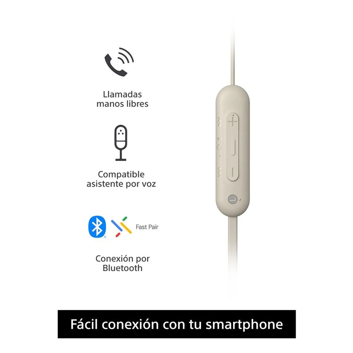 SONY - Audífonos Bluetooth SONY In Ear WI-C100 IPX4 25 Horas - Beige