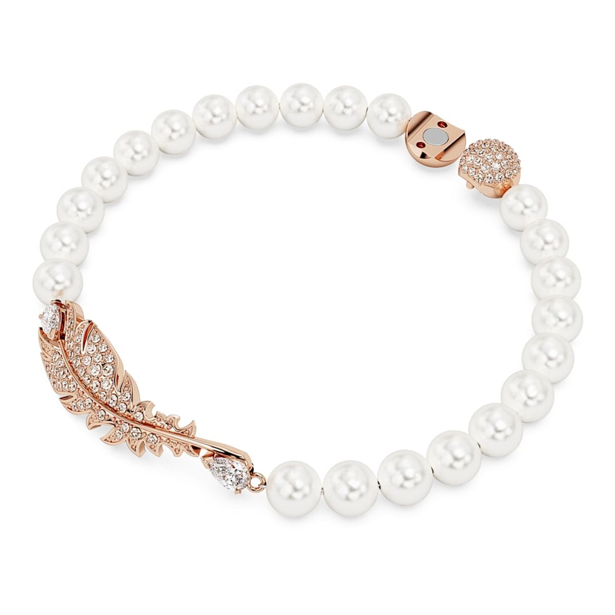 SWAROVSKI - Pulsera Swarovski Nice Pluma Blanca Baño Tono Oro Rosa 5663480