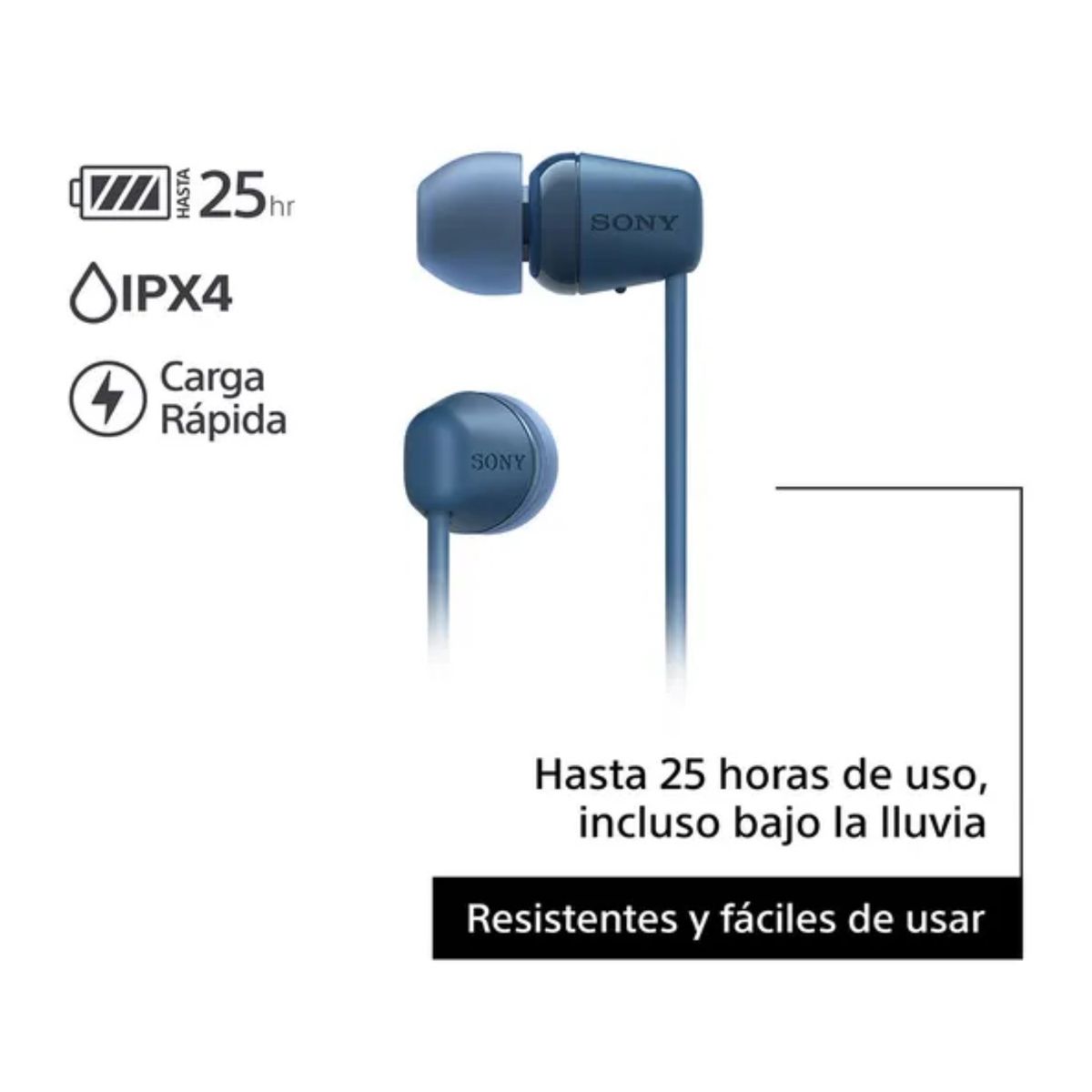 SONY - Audífonos Bluetooth SONY In Ear WI-C100 IPX4 25 Horas - Azul