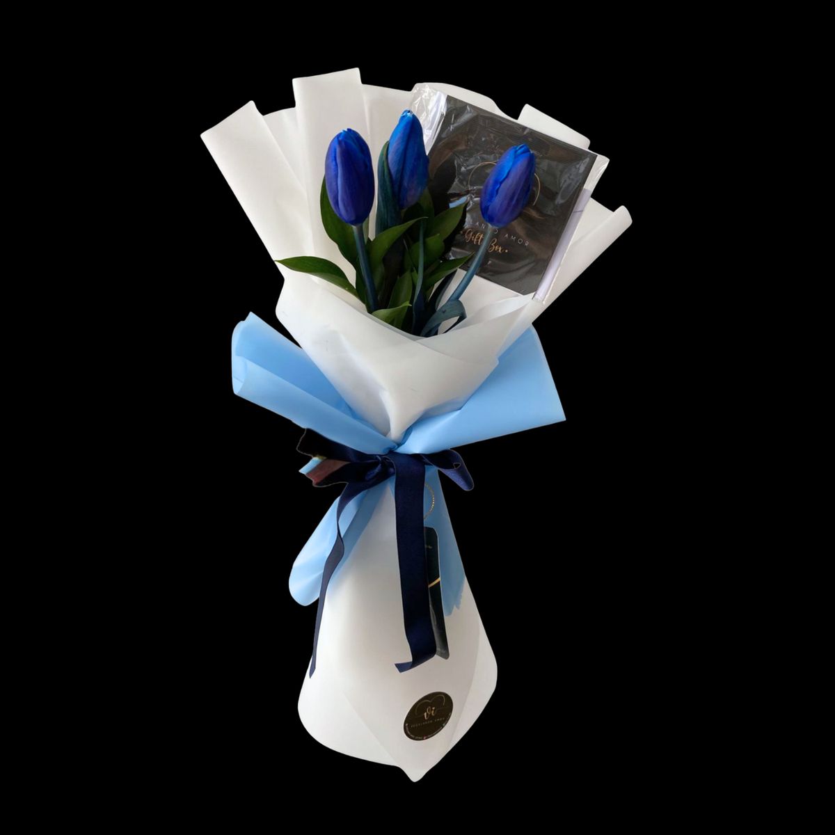 VI REGALANDO AMOR - Mini Ramo de 3 Tulipanes Azules - Ramo de flores