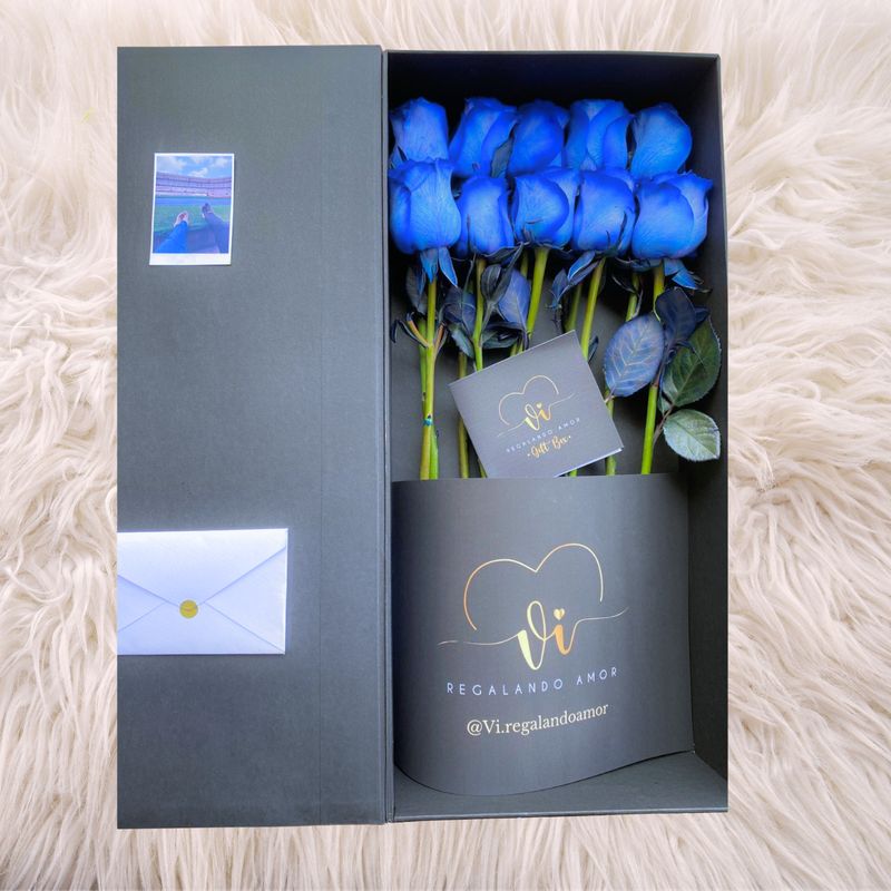 GENERICO - Box Imperial 10 Rosas Azules - Arreglo floral - Flores azules