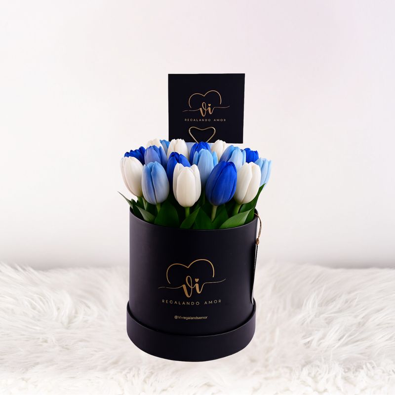 GENERICO - Box de 25 tulipanes - Flores azules - Arreglo floral