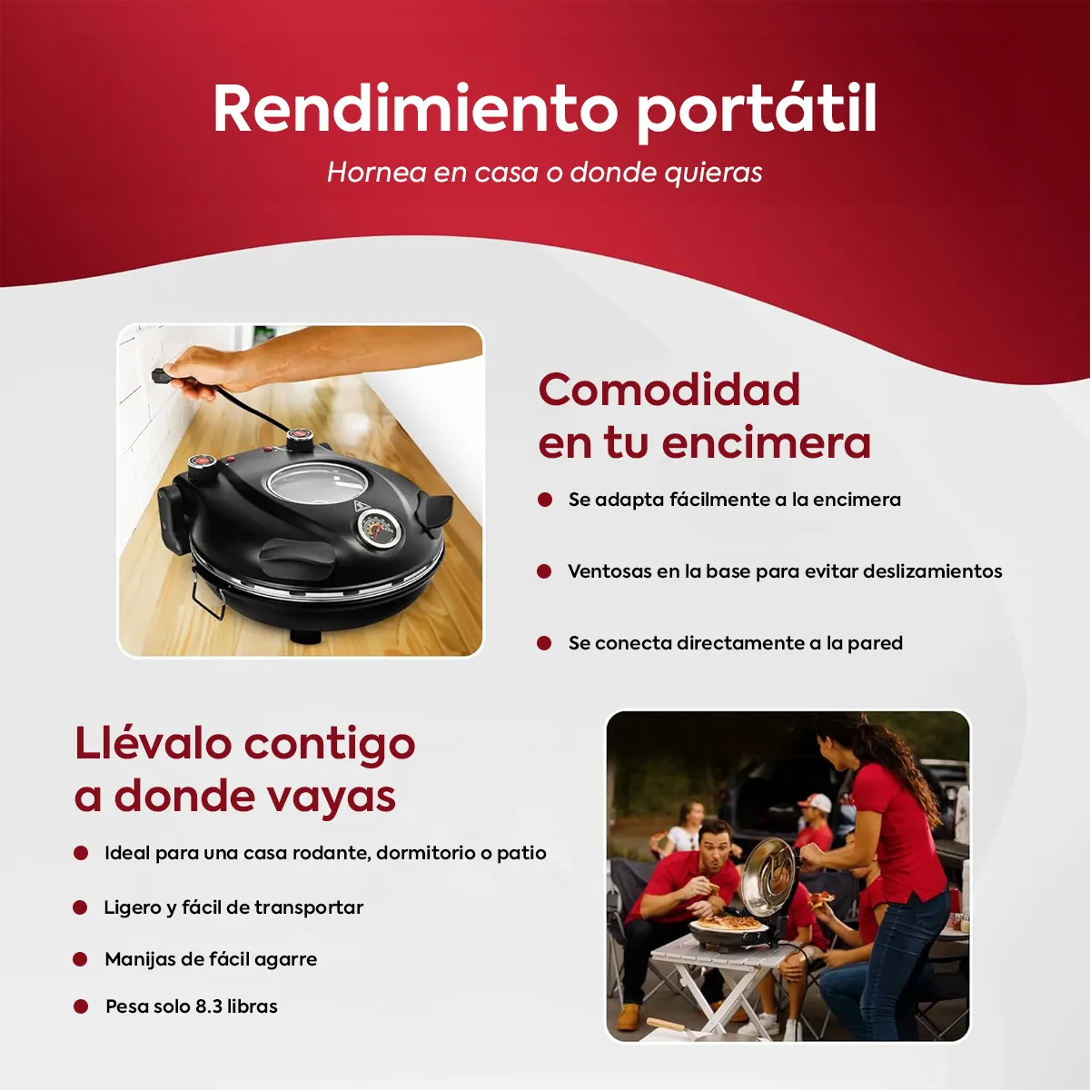 QUALITY PRODUCTS - Horno para Pizza de Encimera Eléctrica Granitestone Piezano Pizza Oven