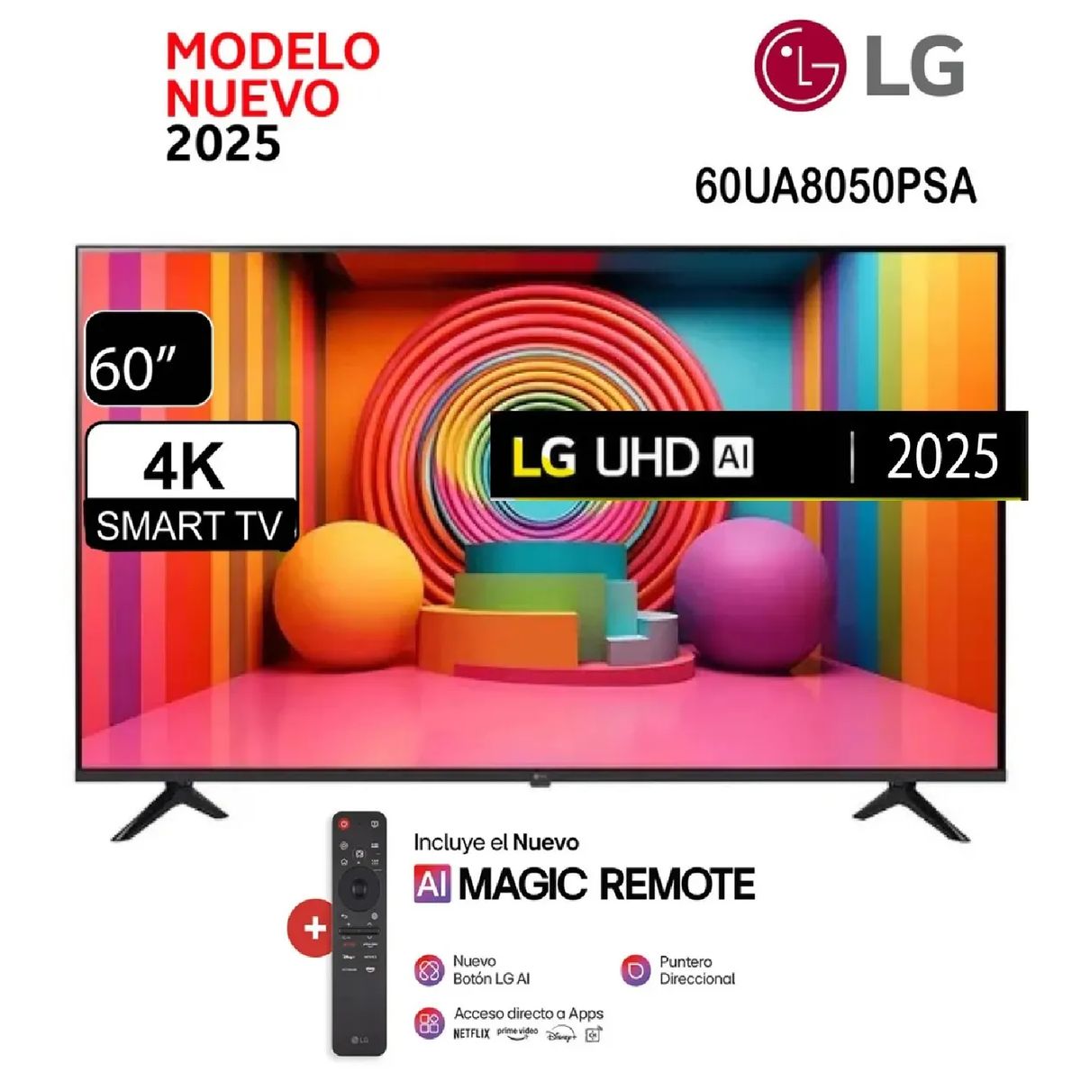 LG - Televisor LG 60” UHD 4K ThinQ AI 60UA8050PSA 2025