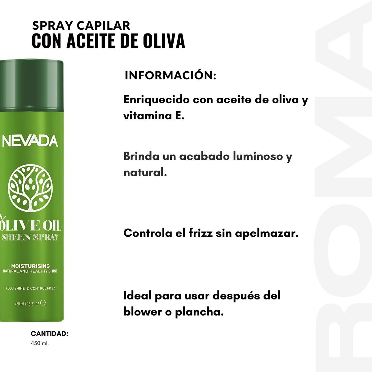 NEVADA NATURAL PRODUCTS - PACK 2 SPRAY CAPILAR CON ACEITE DE OLIVA 450ML NEVADA