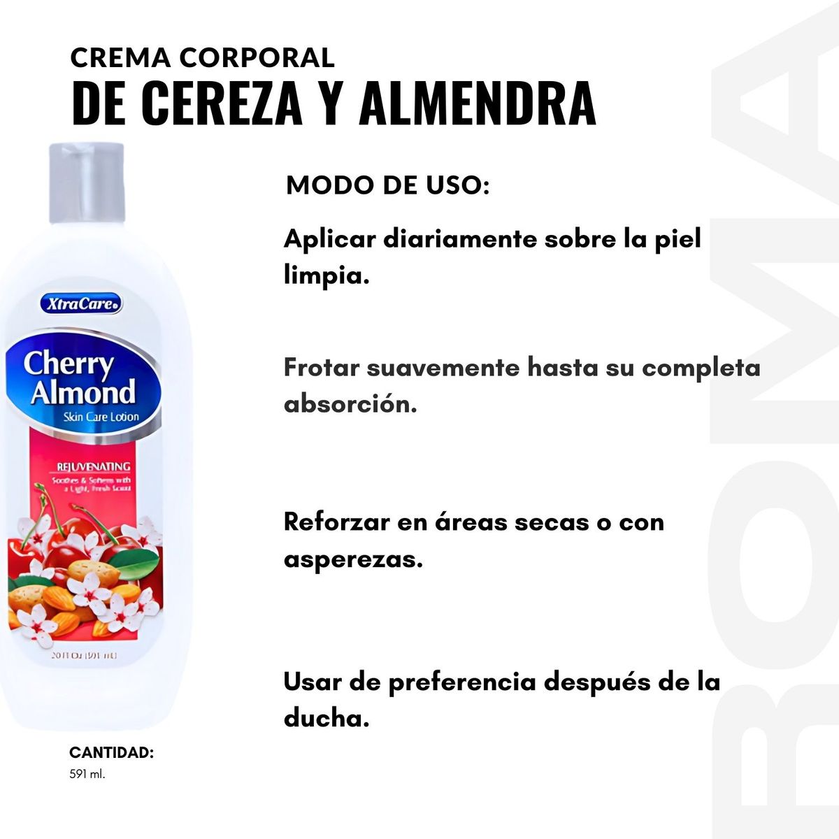 GENERICO - PACK 3 CREMA CORPORAL DE CEREZA Y ALMENDRA 591ML XTRACARE