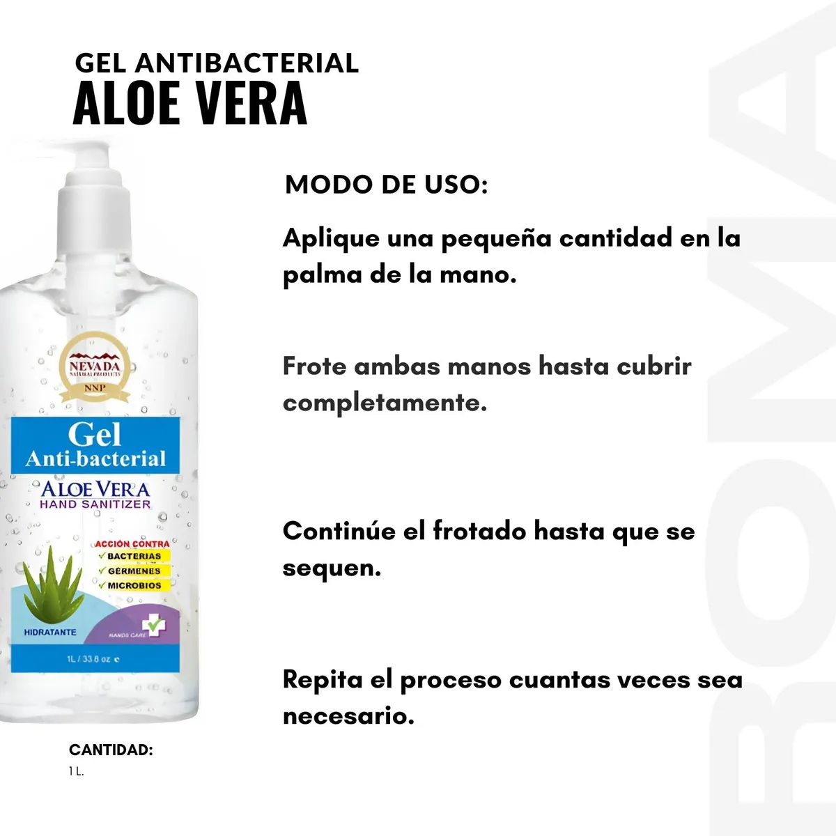 NEVADA NATURAL PRODUCTS - PACK 3 GEL ANTIBACTERIAL ALOE VERA 1L NEVADA