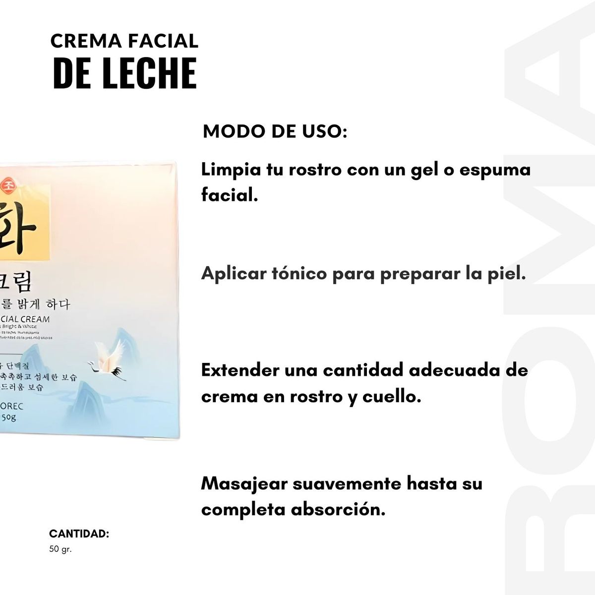 BIOAQUA - CREMA FACIAL DE LECHE 50G ROREC