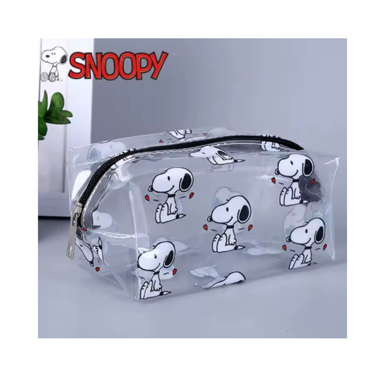 SNOOPY - Pequeño Neceser Snoopy Enamorado  PVC Transparente