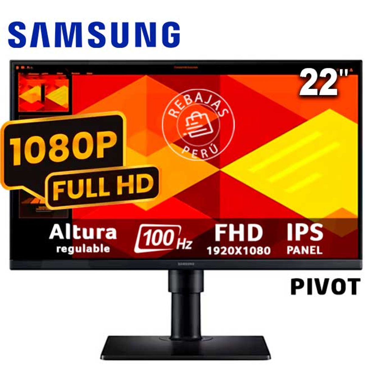 SAMSUNG - Monitor Samsung Essential S4 LS22D400GALXPE 22″ FHD IPS 100Hz