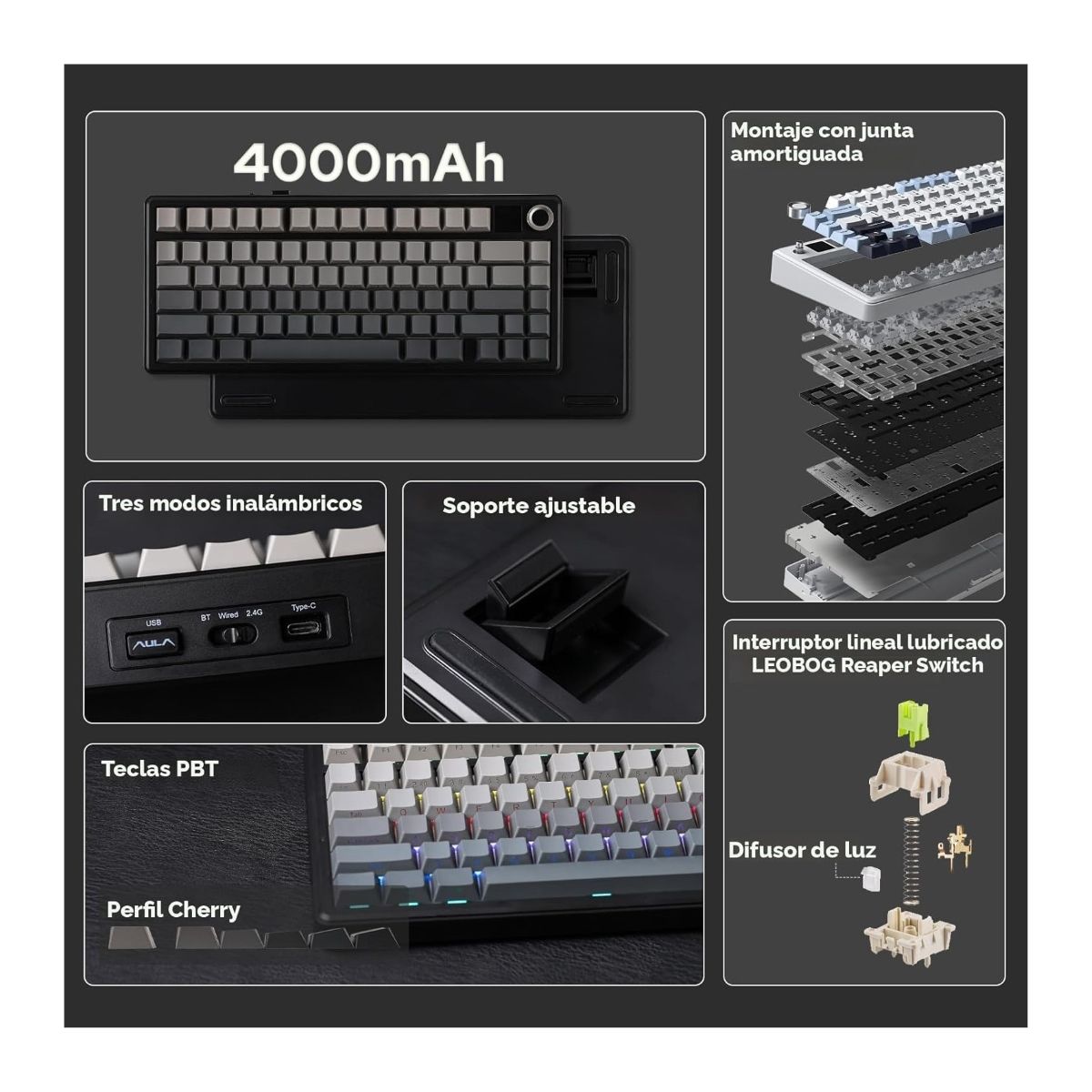 AULA - Teclado Mecanico Inalambrico EPOMAKER x AULA F75 Max Pantalla TFT