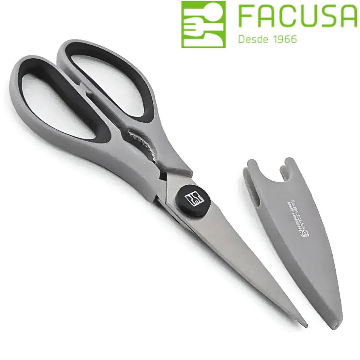 FACUSA - Tijera Para Cocina Mango Gris Blister - Facusa