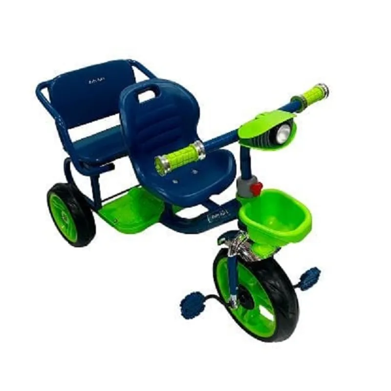 GENERICO - Triciclo Doble Asiento con Sonidos y Luces Azul