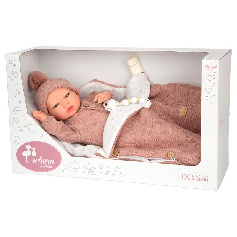 MUÑECAS REBORN - Muñeca Reborn Arias 40 cm Elba Rosa Saco de dormir  98180