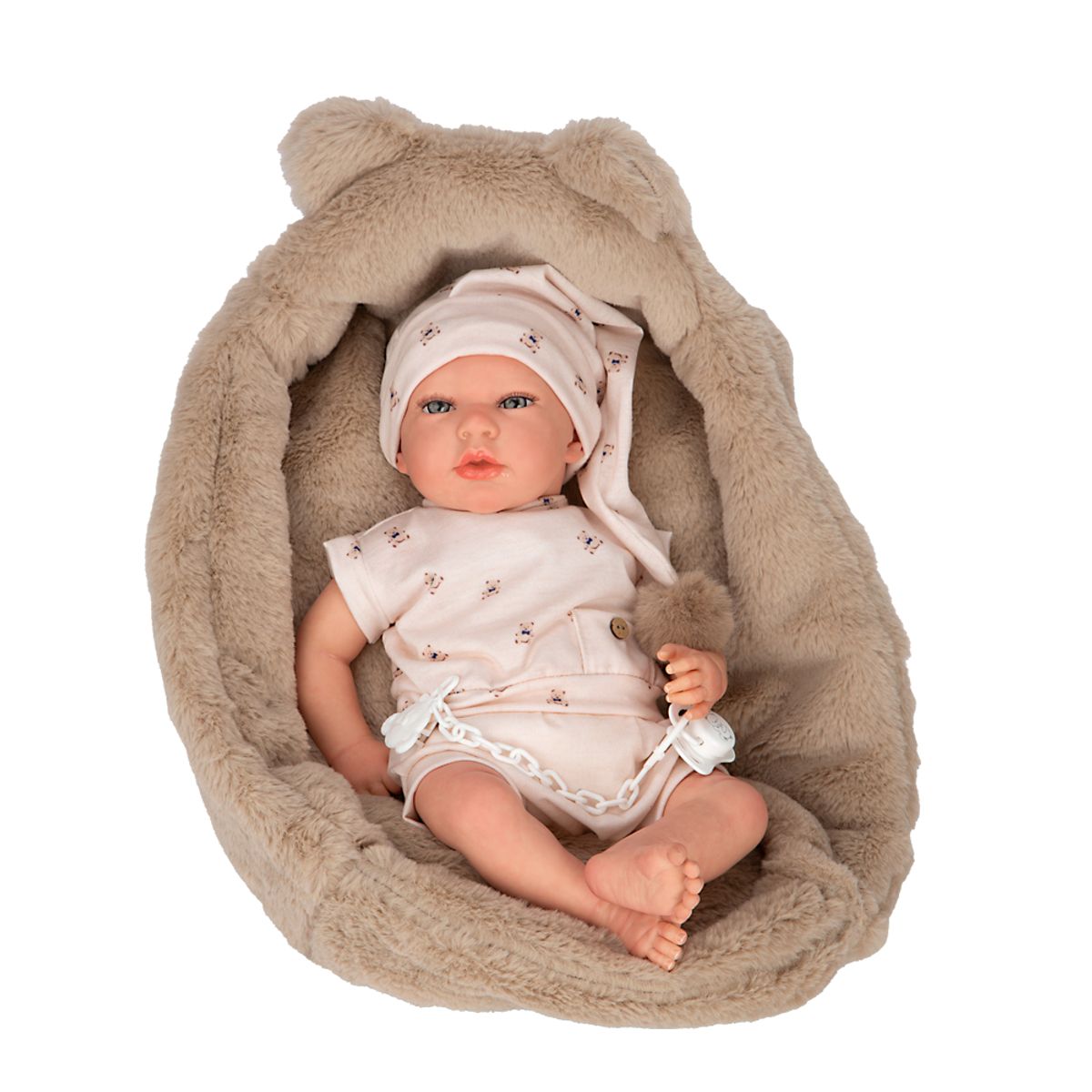 MUÑECAS REBORN - Muñeca Reborn 40 cm Lidia Beige con Cuna - Arias 98189