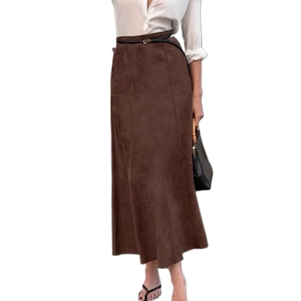 TIOZONEY - Falda larga con estampado para mujer - Marrón