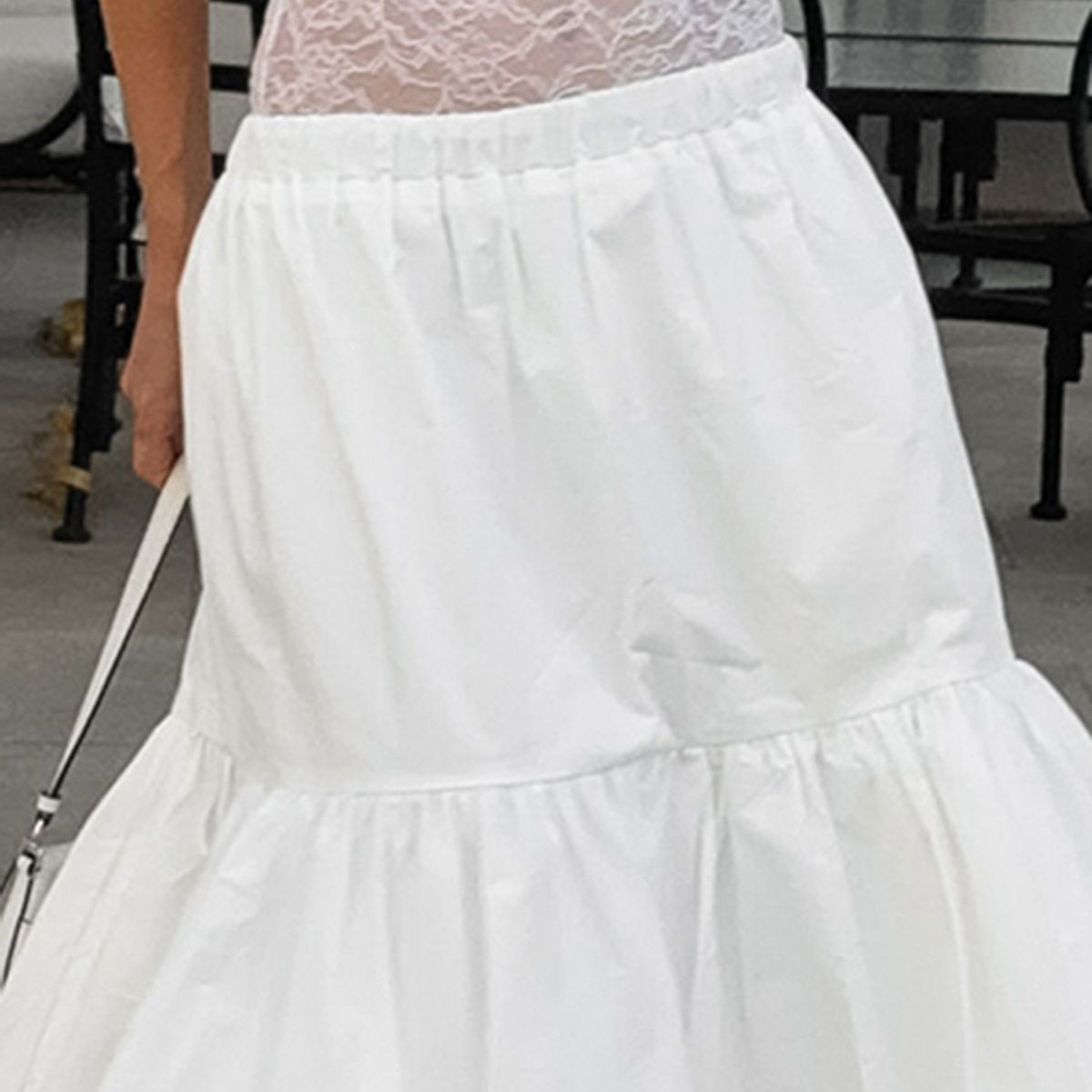 TIOZONEY - Falda larga con estampado para mujer - Blanco