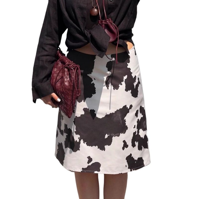 TIOZONEY - Falda larga con estampado para mujer - Negro