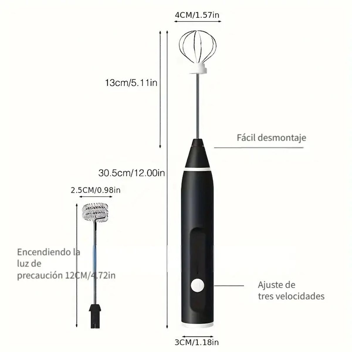 GENERICO - Batidora Espumador de Leche Eléctrico 2 en 1 Carga USB