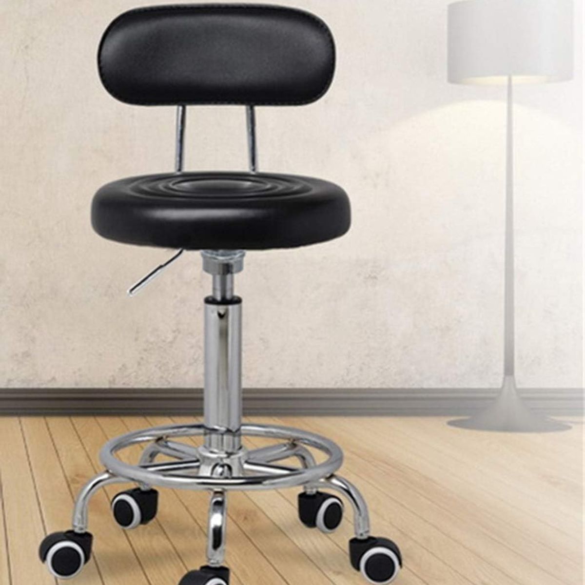 GENERICO - SILLA GIRATORIO CON RESPALDAR BASE DE ACERO INOXIDABLE