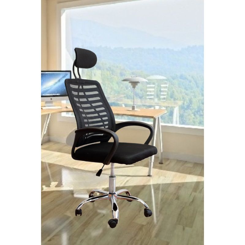 GENERICO - SILLA OFICINA ESCRITORIO ERGONÓMICA CABECERA REGULABLE BASE DE METAL