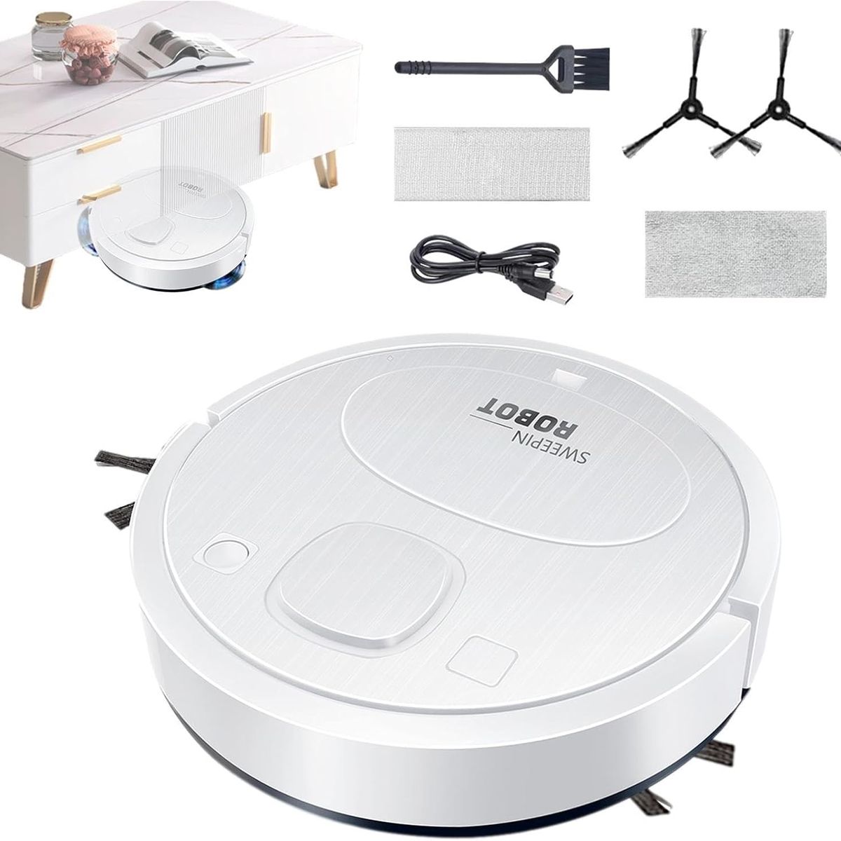 ASPIRADORA INTELIGENTE ROBOT PARA POLVO LIMPIEZA CASA RECARGABLE USB, marca GENERICO - Foto 2
