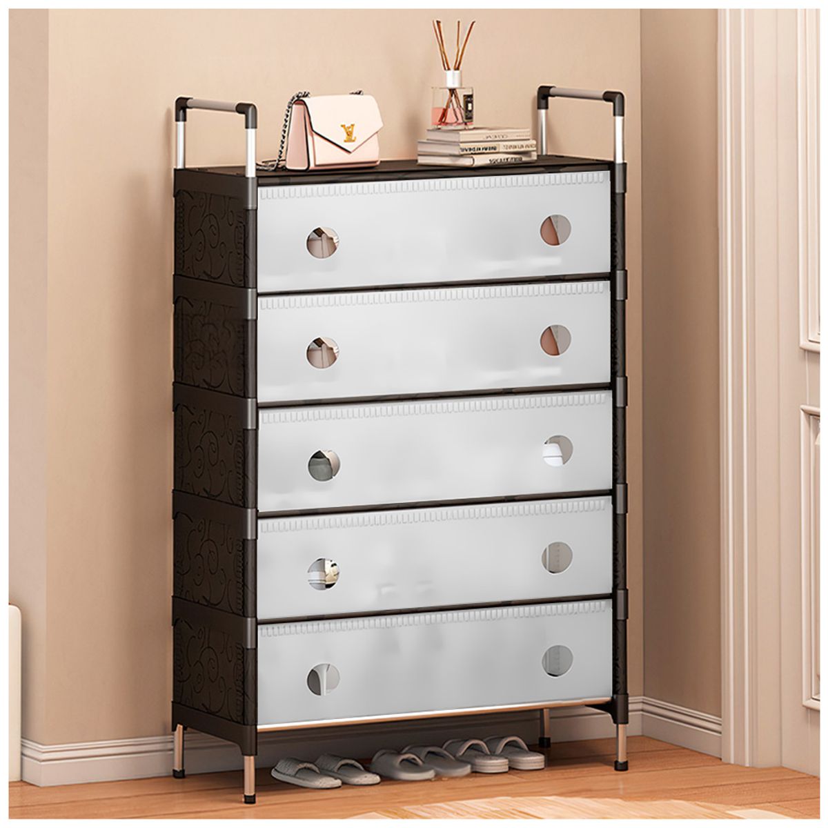 KELLER - Zapatera Organizador 5 Niveles Negro XJ6