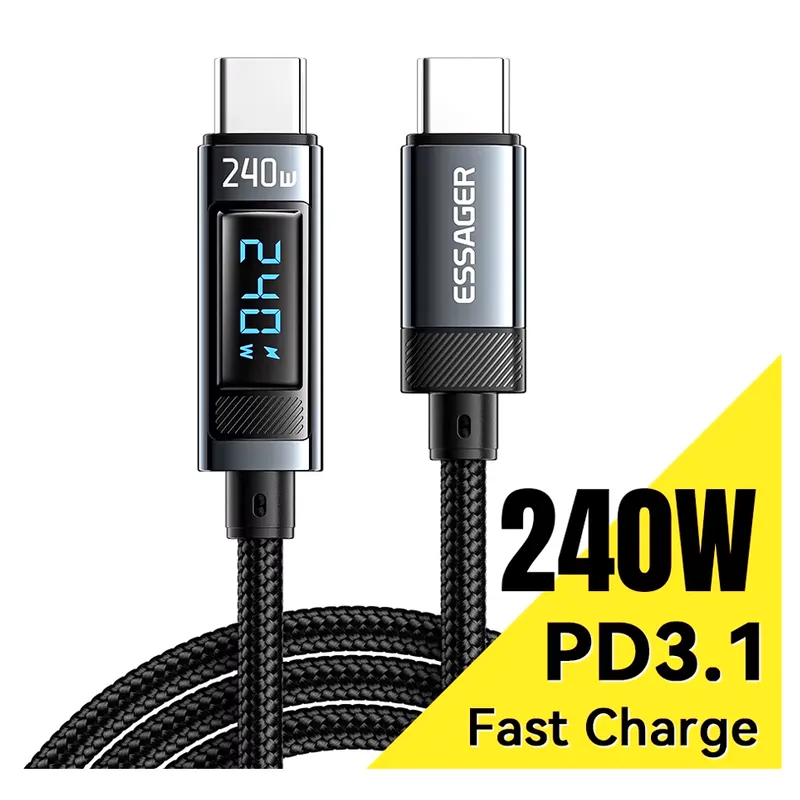 ESSAGER - Cable Usb C a Usb C de 240W Essager PD31 Carga rápida 2m