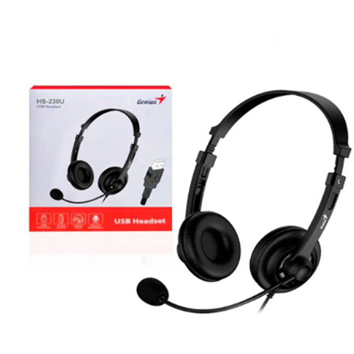 GENIUS - AUDIFONO CMICROF GENIUS HS-230U USB-A 24M BLACK