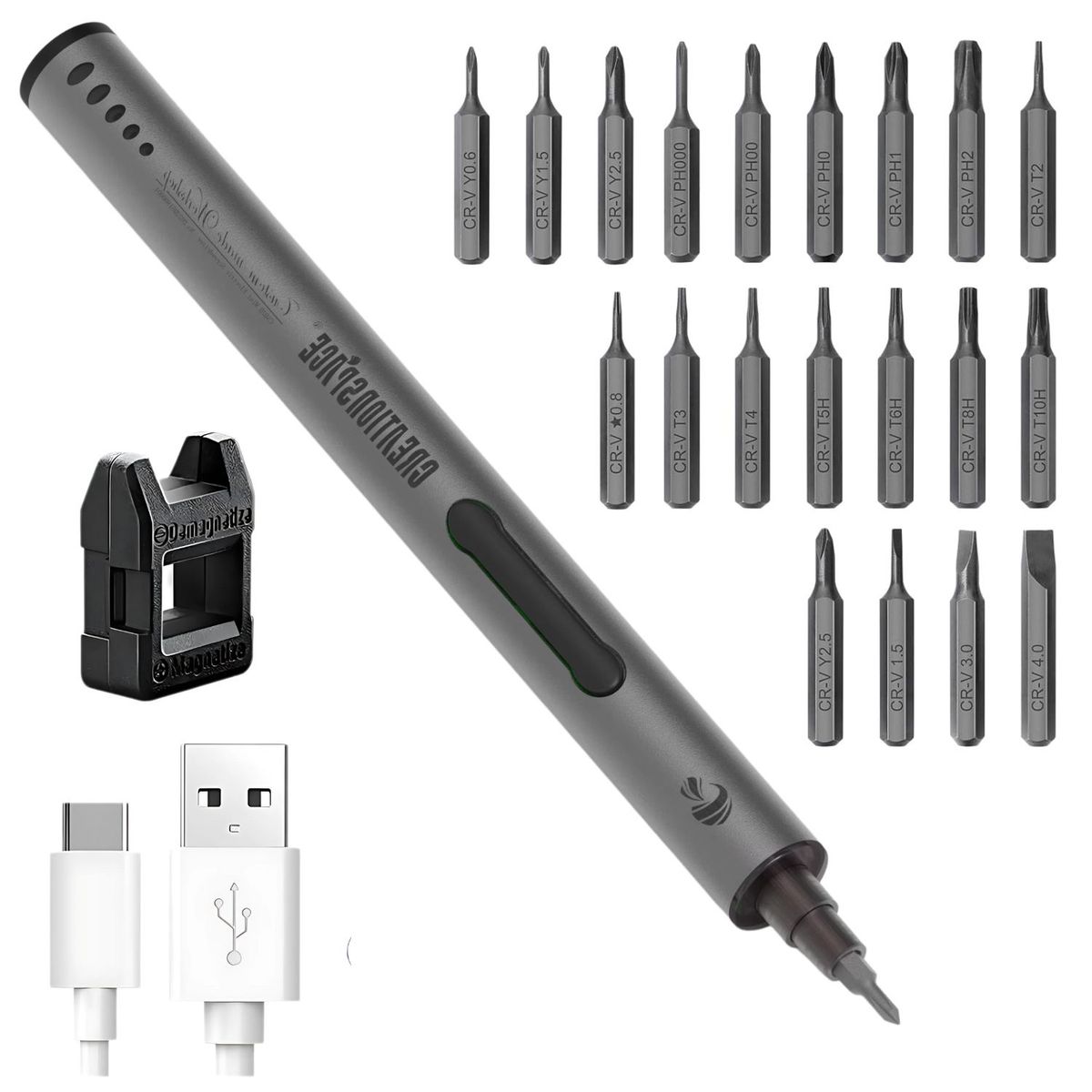 OEM - Destornillador Inalámbrico Profesional Recargable 20 PZ con Luz LED y Magnetizador
